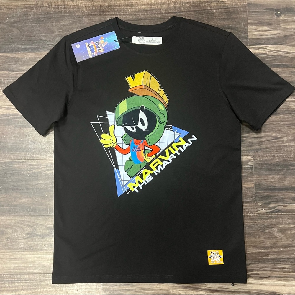 Space Jam Marvin the Martian 👽 Black Graphic T-Shirt